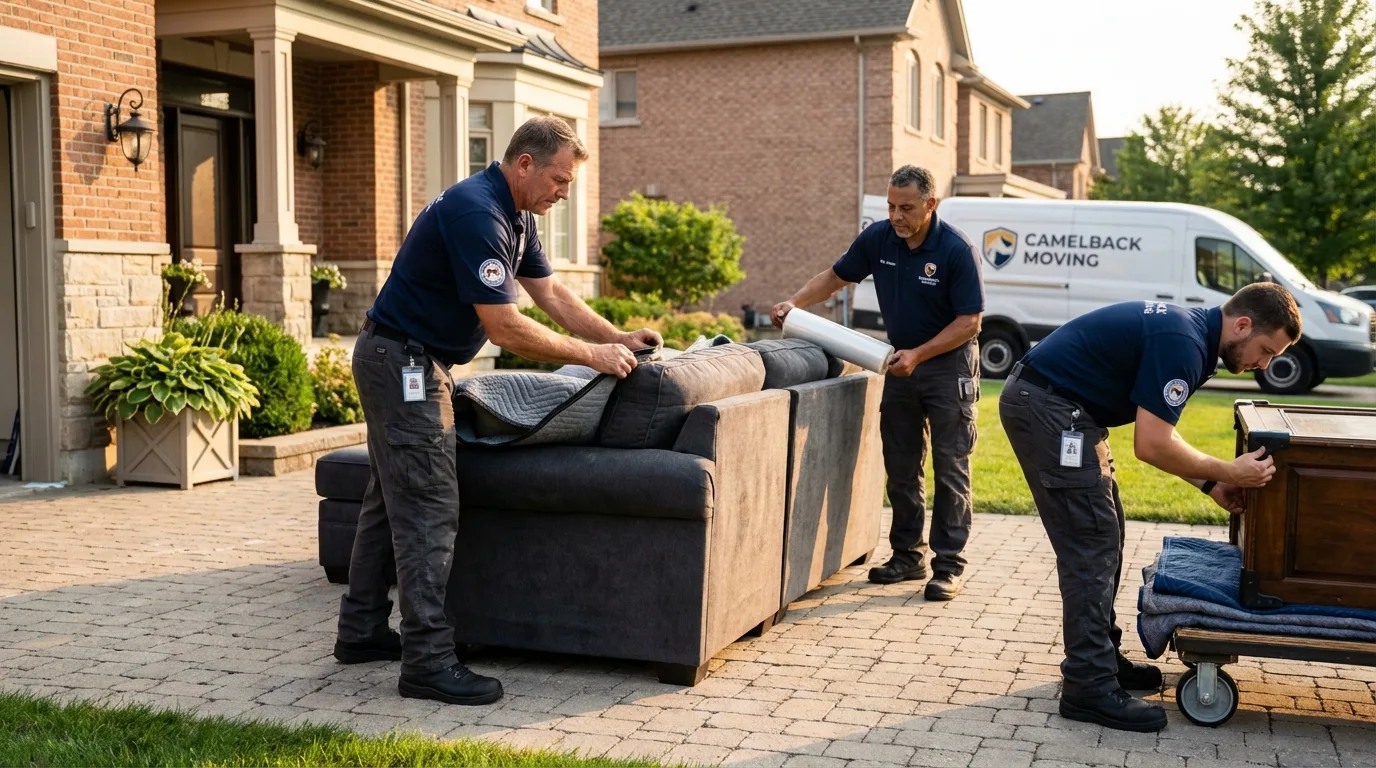 Large estate moving crew wrapping furniture in Ucon, ID